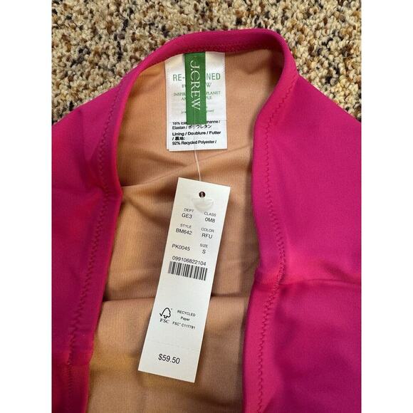 J. Crew High Rise Full Coverage Bikini‎ Bottoms S Radiant Fuchsia Pink Swim NEW - Picture 3 of 4